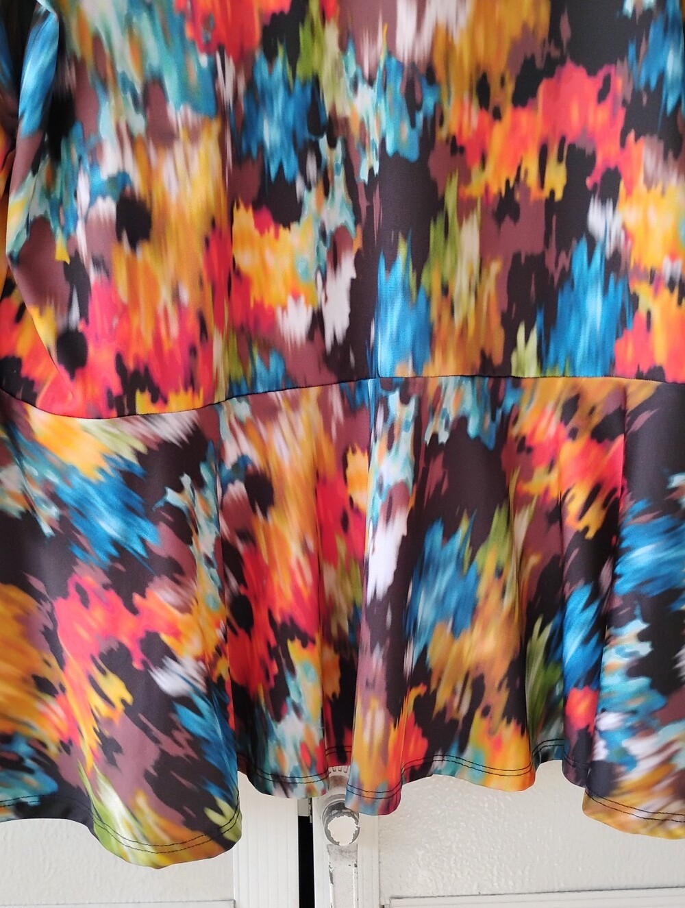 Colorful Abstract Open Front Drape Cardigan - Picture 12 of 14